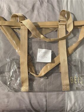 BEIS Clear Beige Tote Beach Bag with Canvas Straps